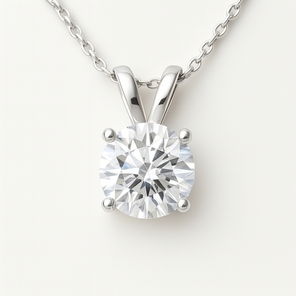 1ct Lab Grown Diamond Solitaire Pendant Necklace 14K Gold Filled Yellow Or White - Picture 3 of 8